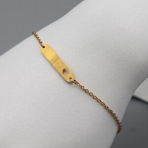 Love heart bar bracelet gold tone stainless steel
